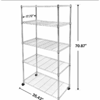 Heavy Duty 5-Shelf Storage Shelves, 1750Lb Loading Capacity, 35.43" W X 17.72" D X 70.87" H Adjustable Shelving Unit with Wheels, Chrome, 2 Pack - Image 3