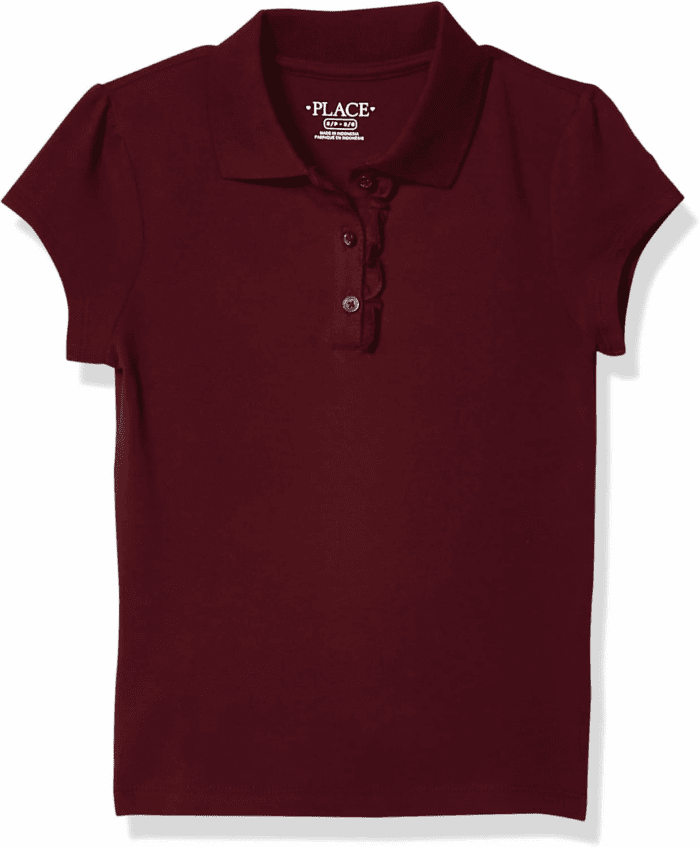 Girls' Short Sleeve Ruffle Pique Polo
