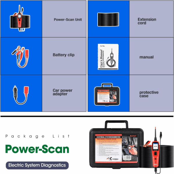 Powerscan Automotive Circuit Tester, Power Circuit Probe Tool, 12-24V Electrical Short Open Breaker Circuit Finder, AC/DC Current Resistance, Duty Cycle, & 20FT Extension Cord, for 99% Cars - Image 9