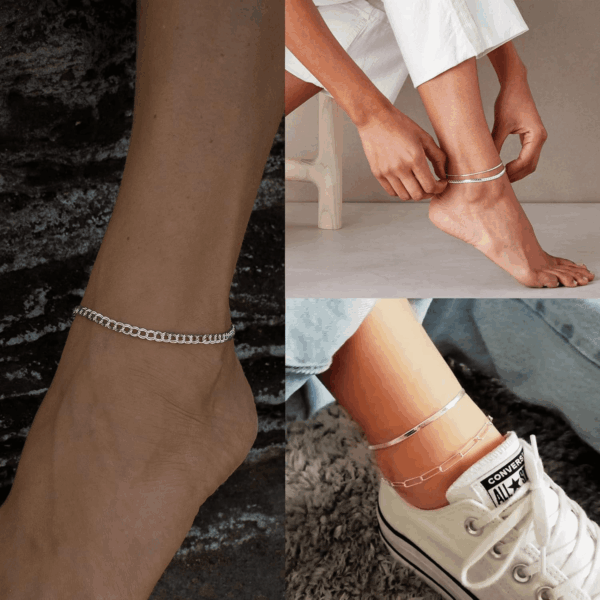 14K Gold/Sterling Silver Plated Anklet Bracelets for Women Waterproof plus Size Cuban Link Chain Ankle Bracelet for Large Ankle 9-12Inch - Image 3