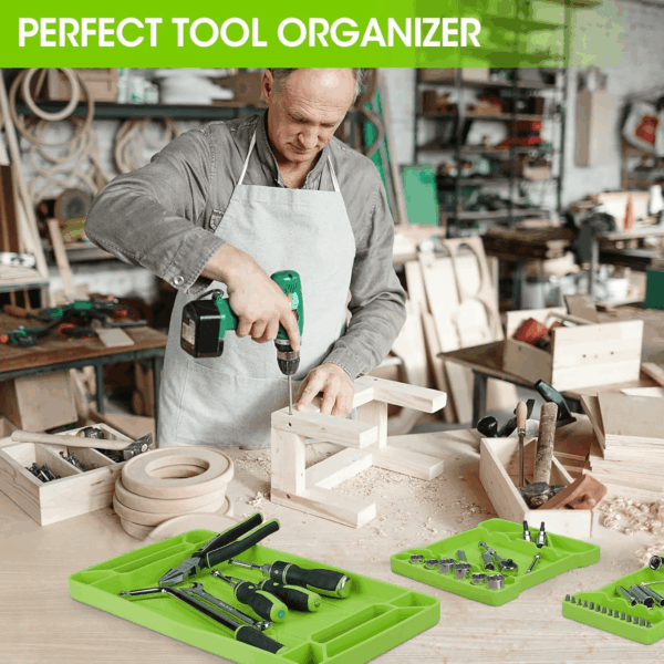 Flexible Tool Tray, Silicone Tool Holder for Mechanics Storage, Heat and Chemical Resistant Organizer for Automotive, Industry and Household(3Pack Green) - Image 7