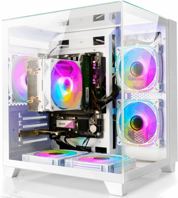 Desktop Computer, Prebuilt PC AMD Ryzen 7-5700G 8 Core 3.9Ghz, 16G DDR4 RAM, 1TB NVME SSD, Tower Computer with 650W Power Supply for Home and Office (White)