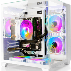 Desktop PC Computer AMD Ryzen 5 5600GT 6 Core 3.6Ghz, 16G DDR4 RAM, 512G NVME SSD, Tower Computer for Home and Office (White)