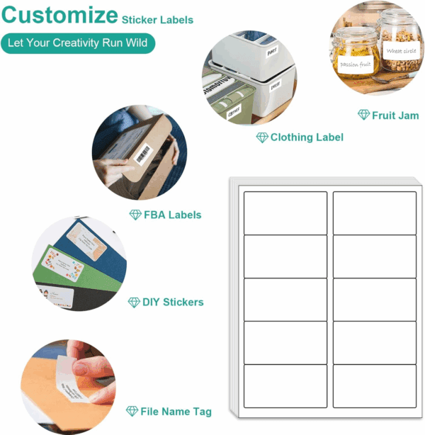 2X4 Shipping Address Labels - 500 Count, 50 Sheets for Printer - 10-UP Internet Mailing Stickers - 2" X 4" FBA Labels for Laser/Inkjet Printer - Image 5