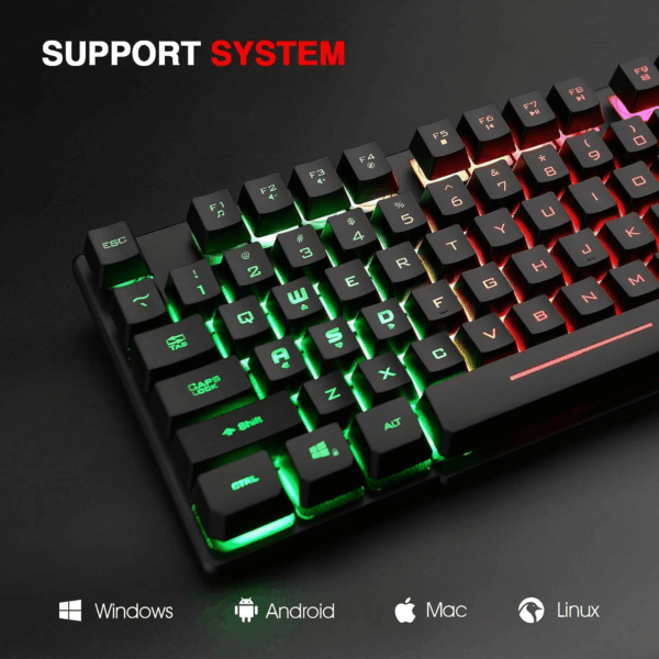 RK100+ Multiple Color Rainbow LED Backlit Large Size USB Wired Mechanical Feeling Multimedia PC Gaming Keyboard,Office Keyboard for Working or Primer Gaming,Office Device - Image 6