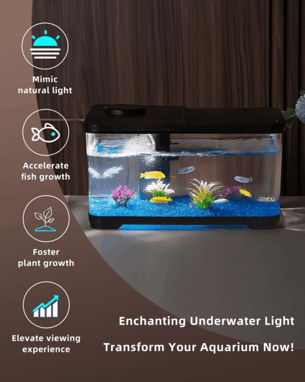 Fish Tank, 3.8 Gallon Aquarium Starter Kit with Self Cleaning Fish Tank Pump with Filteration, Oxygenation, Water Circulation, Lighting Betta Fish Aquarium with Decor, Gravel (Black) - Image 2