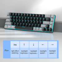 Portable 60% Mechanical Gaming Keyboard, Mk-Box LED Backlit Compact 68 Keys Mini Wired Office Keyboard with Red Switch for Windows Laptop PC Mac - Black/Grey - Image 5