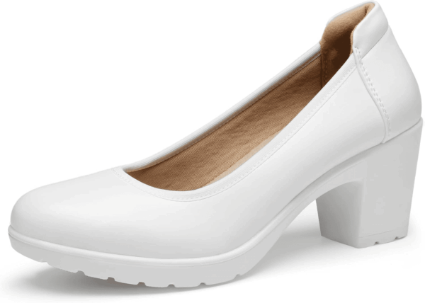 Women'S Chunky Closed Toe Low Block Heels Work Pumps Comfortable round Toe Dress Wedding Shoes
