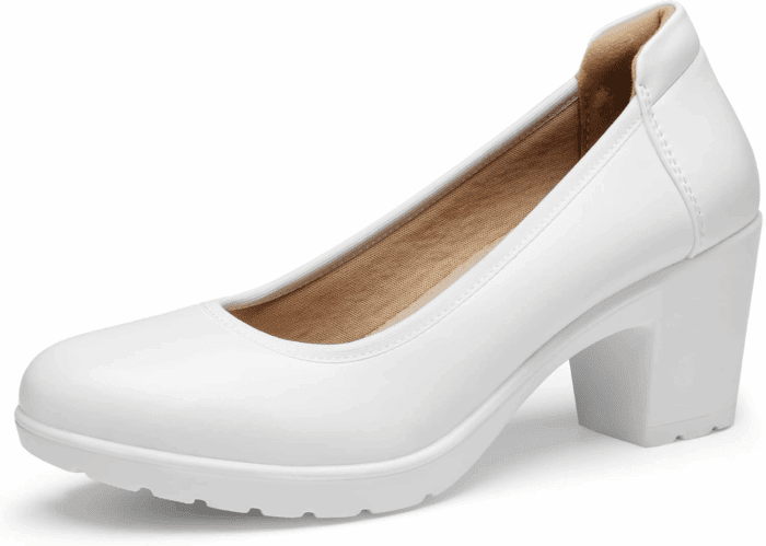 Women'S Chunky Closed Toe Low Block Heels Work Pumps Comfortable round Toe Dress Wedding Shoes