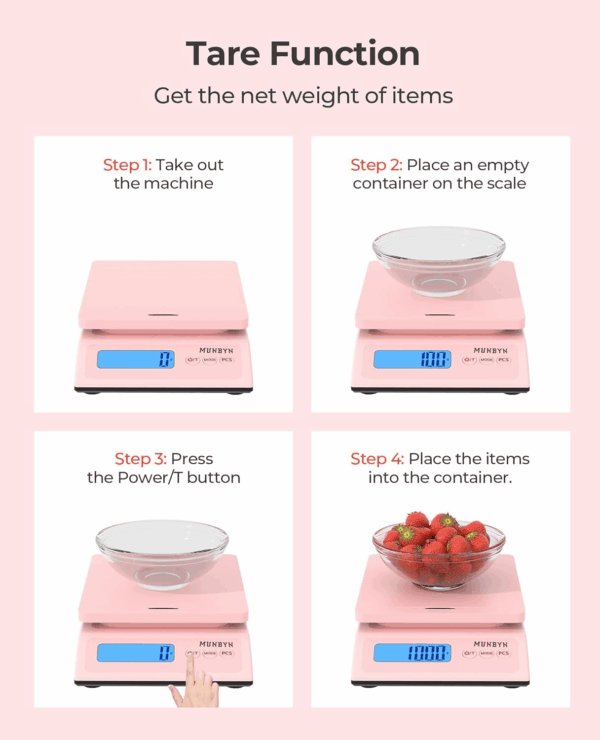 Shipping Scale, Accurate 66Lb/0.1Oz Postal Scale with Sweet Pink Style, Hold/Tear/Pcs Function, Auto-Off, Battery & AC Adapter, Back-Lit LCD Display, Digital Scale for Packages and Food Pink - Image 5