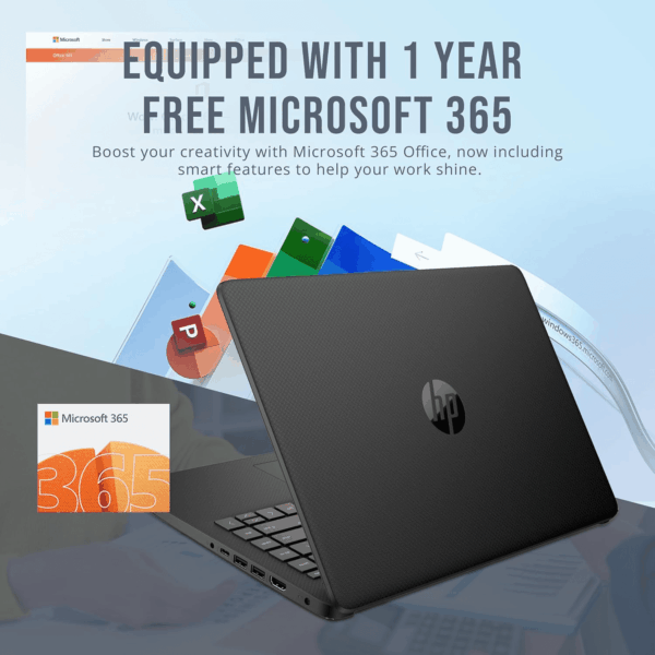 Stream 14" HD Brightview Laptop, Intel Celeron N4120, 16GB RAM, 288GB Storage (128GB Emmc + 160GB Docking Station Set), Intel UHD Graphics, 720P Webcam, Wi-Fi, 1 Year Office 365, Win 11 S, Black - Image 5