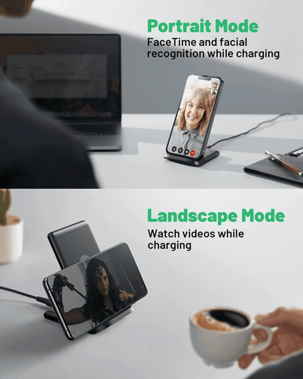 Wireless Charger, 15W Fast Qi-Certified Wireless Charging Station with Sleep-Friendly Adaptive Light Compatible with Iphone 16 15 14 13 Pro XS 8 plus Samsung Galaxy S25 S24 S23 Note 20 Google Etc - Image 7