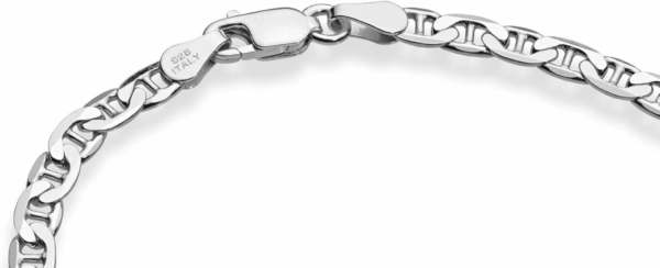 925 Sterling Silver Italian 3Mm, 4Mm Solid Diamond-Cut Mariner Link Chain Anklet Ankle Bracelet for Women, Made in Italy - Image 2