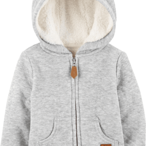 Baby Hooded Sweater Jacket with Sherpa Lining