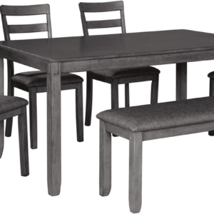 Bridson Modern 6 Piece Dining Set, Includes Dining Table, 4 Chairs & Bench, Gray