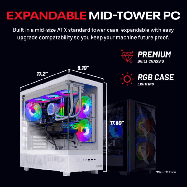 Skytech Azure Gaming PC Desktop, Ryzen 7 9700X 3.8 Ghz (5.5Ghz Turbo Boost), NVIDIA RTX 4060 8GB GDDR6, 2TB SSD, 32GB DDR5 RAM 6000 RGB, 650W Gold PSU, 360Mm ARGB AIO, Wi-Fi, Win 11 Home - Image 8