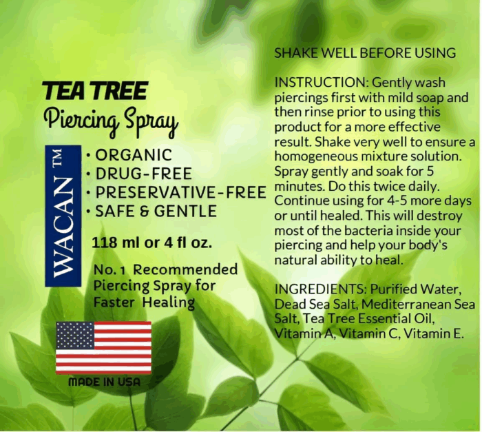 Fast-Healing Tea Tree Piercing Spray Solution Organic Essential Oil with Natural Sea Salts and Vitamins Solution Aftercare (4 OZ, Personal Size) - Image 2