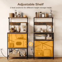 Kitchen Bakers Rack with Power Outlet, Coffee Bar Table 4 Tiers, Kitchen Microwave Stand with 6 S-Shaped Hooks, Kitchen Storage Shelf Rack for Spices, Pots and Pans - Rustic Brown - Image 5