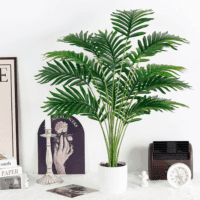28'' Artificial Palm Tree Large Fake Tropical Faux Plants Indoor and Outdoor for Home Bathroom Porch outside Patio Decor (White Pot) - Image 7