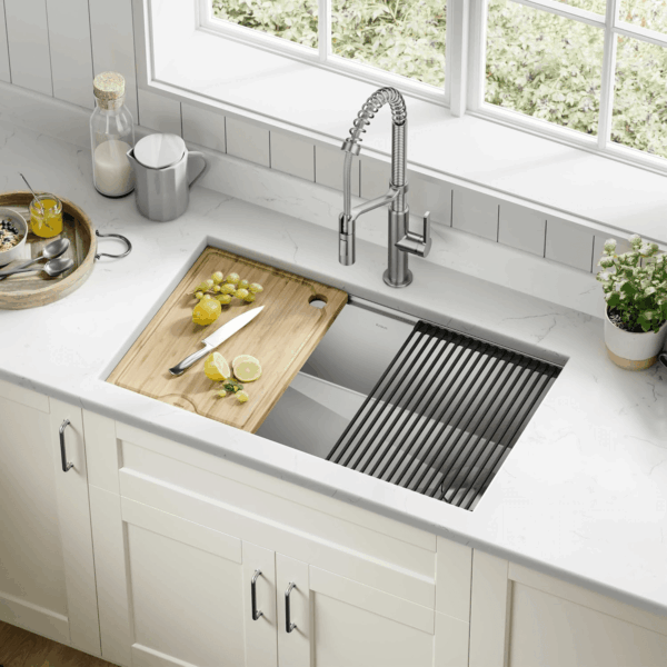 Kore Workstation 32-Inch Undermount 16 Gauge Stainless Steel Kitchen Sink, Single Bowl Kitchen Sink with Accessories, KWU110-32 - Image 12