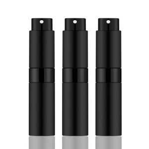 8ML Mini Atomizer Perfume Travel (Matte Black) Refillable Bottle Portable Spray Bottle for Cologne and Perfume (3Pcs)