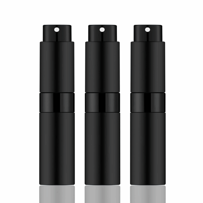 8ML Mini Atomizer Perfume Travel (Matte Black) Refillable Bottle Portable Spray Bottle for Cologne and Perfume (3Pcs)