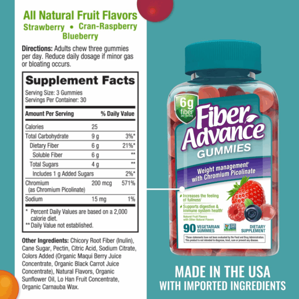 Weight Management Gummies | 100% Plant Based Fiber for Digestive Wellness and Gut Health | Chromium Picolinate for Weight Management Support, 90 Count - Image 2