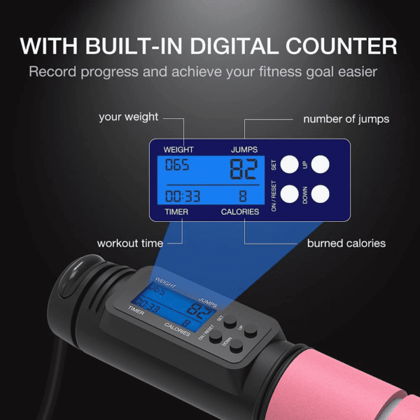 Jump Rope,  Jump Rope with Counter, Workout Jumping Rope with Steel Ball Bearings, Adjustable Length Speed Skipping Rope for Men Women Kids Home Gym, Crossfit, Fitness Exercise - Image 3
