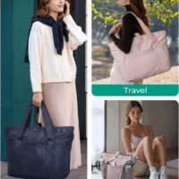 Tote Bag for Women, Foldable Tote Bag with Zipper Travel Large Shoulder Bag Handbag for Work-16.5''L X 6''Wx 14''H - Image 6
