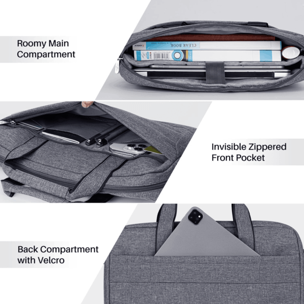 17 17.3 Inch Laptop Shoulder Bag for Men Women,Waterproof Computer Carrying Case Messenger Bag with Strap for 17"-18" HP Dell,Laptop Briefcase for Office Business Travel College School,Grey - Image 3