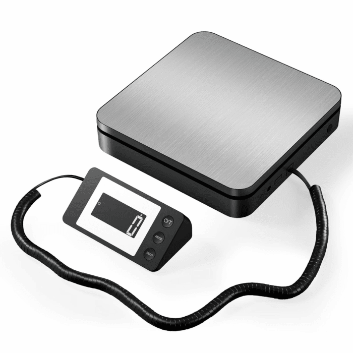 Shipping Scale with Ac Adapter 110Lbs/0.1Ozhighly Accurate Postal Scale with Hold/Tare/Split Displaylcd Display/Abs Waterproof Surface, Digital Postage Scale for Packages/Luggage/Pet