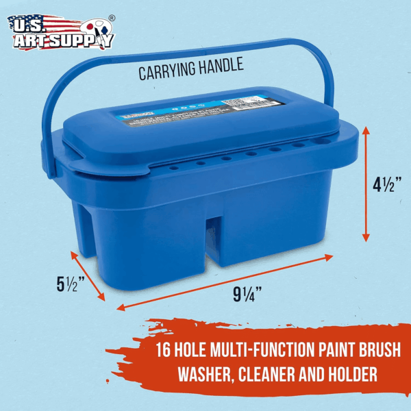 Paint Brush Cleaner Washer, 16 Hole Paintbrush Holder, 18 Palette Wells Paint Tray, 3 Cleaning Basins, Acrylic, Watercolor, Oil, Painting Accessories - Image 2