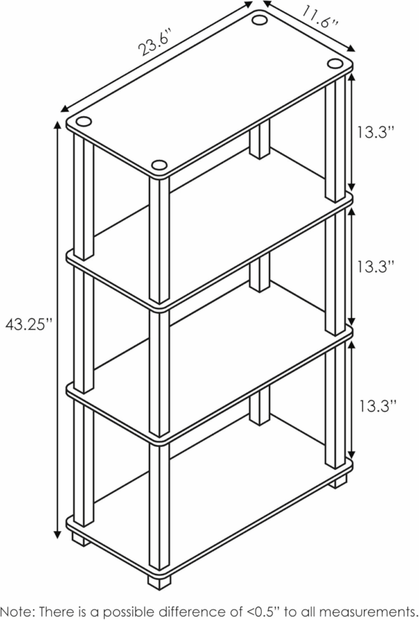 Turn-N-Tube 4-Tier Multipurpose Shelf Display Rack, Square Tube, Black/Grey - Image 2