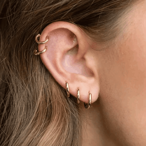 Hypoallergenic 14K Gold Plated Small Hoop Earrings Set for Women & Men - Dainty Stackable Cartilage Earrings for Multiple Piercing, Surgical Stainless Steel Lightweight Huggie Hoops for Sensitive Ears Trendy Jewelry Gift 6/7/8/9/10/12Mm (Gold/Silver/Black) - Image 3