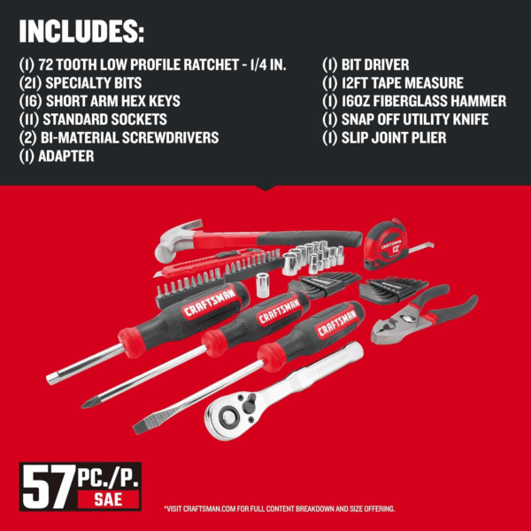 57 Piece Mechanics Tool Set/Home Tool Set (CMMT99447) - Image 3
