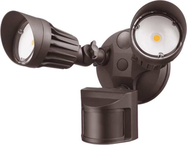 COB LED Security Light, Motion Sensor Flood Lights Outdoor, Aluminum, 3 Modes Motion Detector+Dusk to Dawn+Switch Control, 100-277V, Adjustable 2-Head, IP65, 5000K Daylight, ETL, Bronze