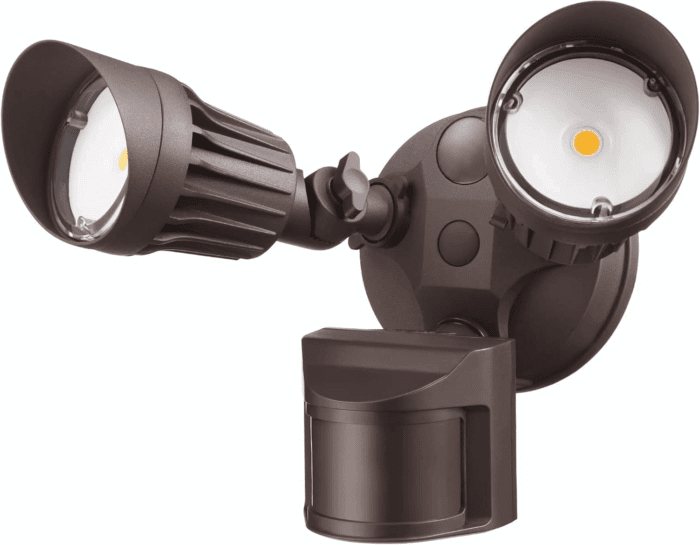 COB LED Security Light, Motion Sensor Flood Lights Outdoor, Aluminum, 3 Modes Motion Detector+Dusk to Dawn+Switch Control, 100-277V, Adjustable 2-Head, IP65, 5000K Daylight, ETL, Bronze