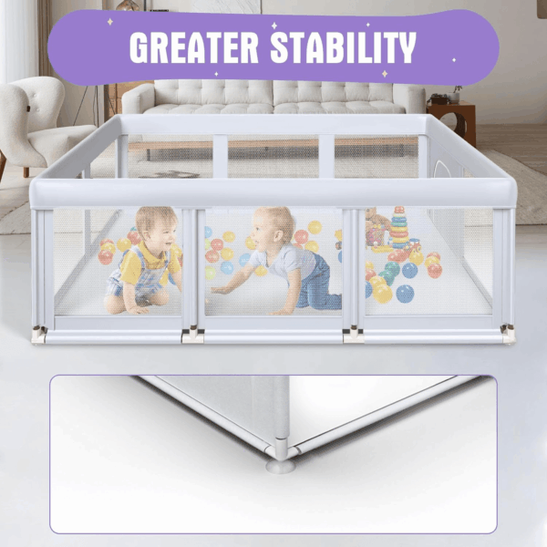 Baby Playpen 74X50 in Playpen for Babies and Toddlers, Large Play Yards for Indoor & Outdoor with Zipper Gates, Breathable Mesh with Mat - Image 2