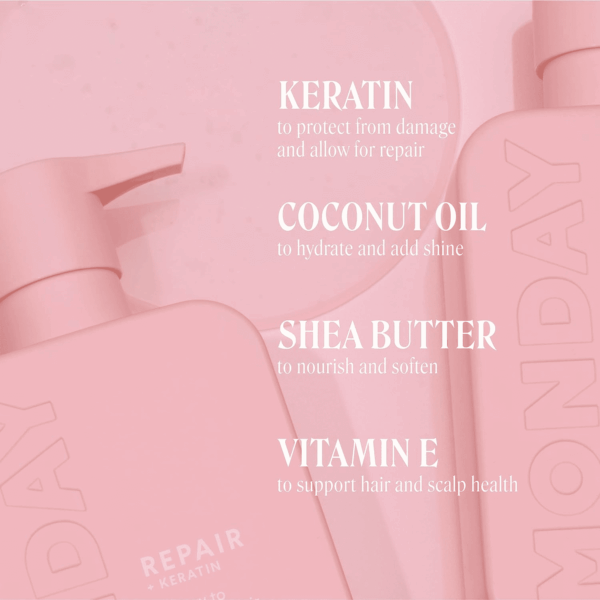Repair Shampoo and Conditioner Set 12Oz for Dry to Damaged Hair, Made with Keratin, Coconut Oil, Shea Butter and Vitamin E - Image 4
