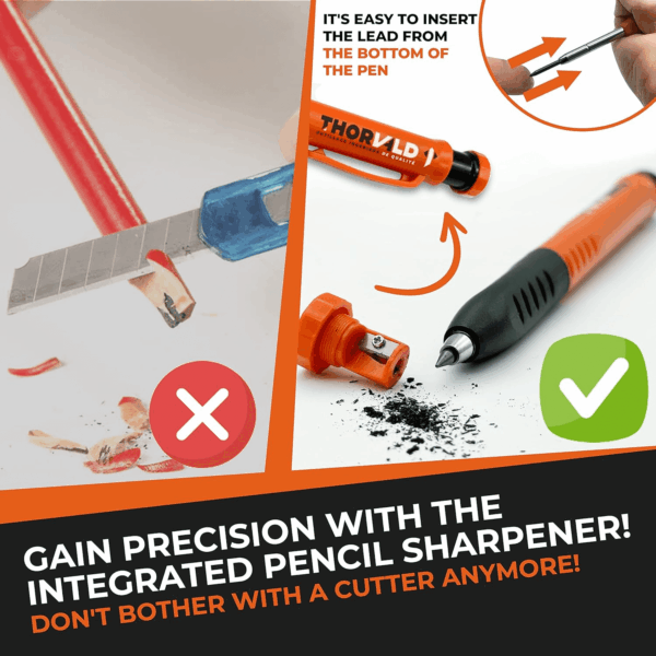 6-In-1 Carpenter Square 7 Inch (1/16" Precision) T Square Multi-Purpose Carpenter Tools : Wrench, Square, Protractor, Ruler, Marking Gauge, Drill Gauge, Includes 2-In-1 Carpentry Pencil - Image 4