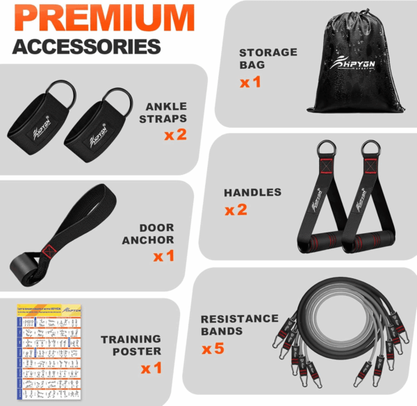 Resistance Bands, Exercise Bands with Handles, Fitness Bands, Workout Bands with Door Anchor and Ankle Straps, for Heavy Resistance Training, Physical Therapy, Shape Body, Yoga, Home Workout Set - Image 7