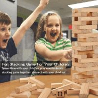 54 PCS Tumble Timber Set [Stack to 3FT], Pine Wooden Tumble Tower Game with Dice and Scoreboard Set - Classic Block Stacking Board Game for Teens Children Teenagers - Image 6