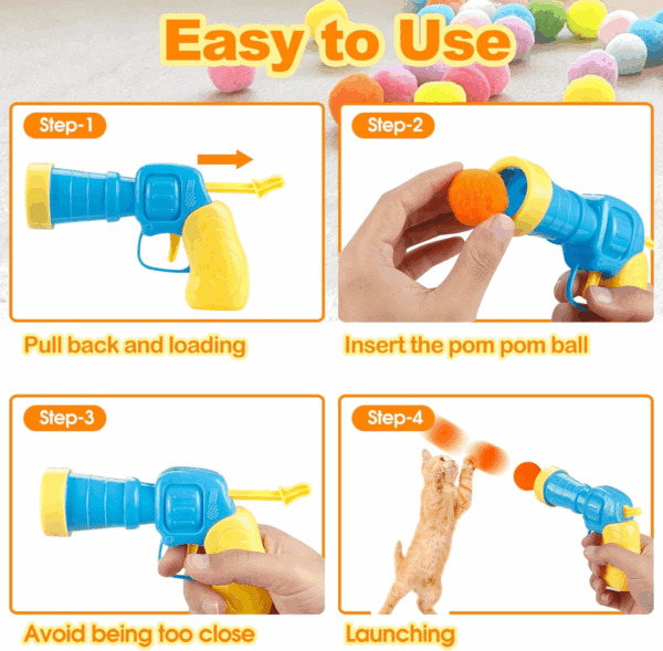 31Pcs Cat Ball Toy Launcher Gun,Cat Balls Fetch Toy,30Pcs Plush Fuzzy Balls Launcher Cat Toy for Cats with 1 Gun,Funny Interactive Cat Toys for Bored Indoor Adult Cats,Cute Kitten Kitty Toys - Image 6