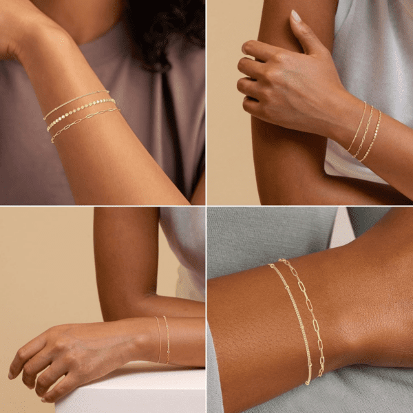 Gold Bracelets for Women Trendy, Dainty 14K Gold Plated Bracelet Stack Beaded Chain Bracelet Set Thin Small Cute Paperclip Bracelets Fashion Waterproof Jewelry Gift Gold Accessories for Women - Image 4