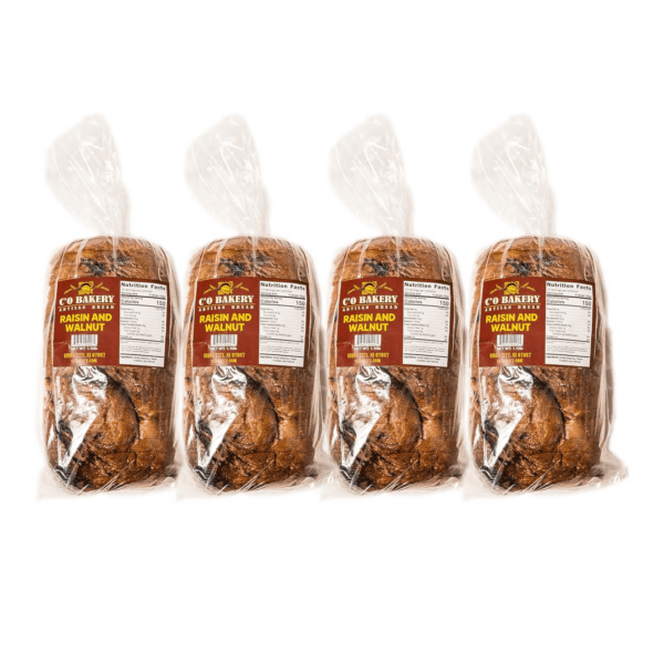 Artisan Bread Raisin & Walnut - Handmade, All Natural, High Fiber, Sliced Loaf Multipack (4 Loaves), Pack of 4