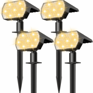 Solar Lights Outdoor Waterproof IP68, 56 LED 3 Lighting Modes Solar Powered Garden Yard Spot Solar Lights for outside Landscape- 4 Pack (Warm White)