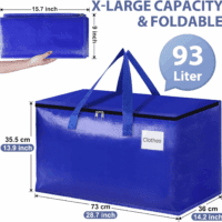 Moving Bags-Heavy Duty Moving Boxes, Storage Totes with Zipper, Reinforced Handles and Tag Pocket-Collapsible Moving Supplies for Moving, Storage and Travel 93L(Blue-6 Pack) - Image 2