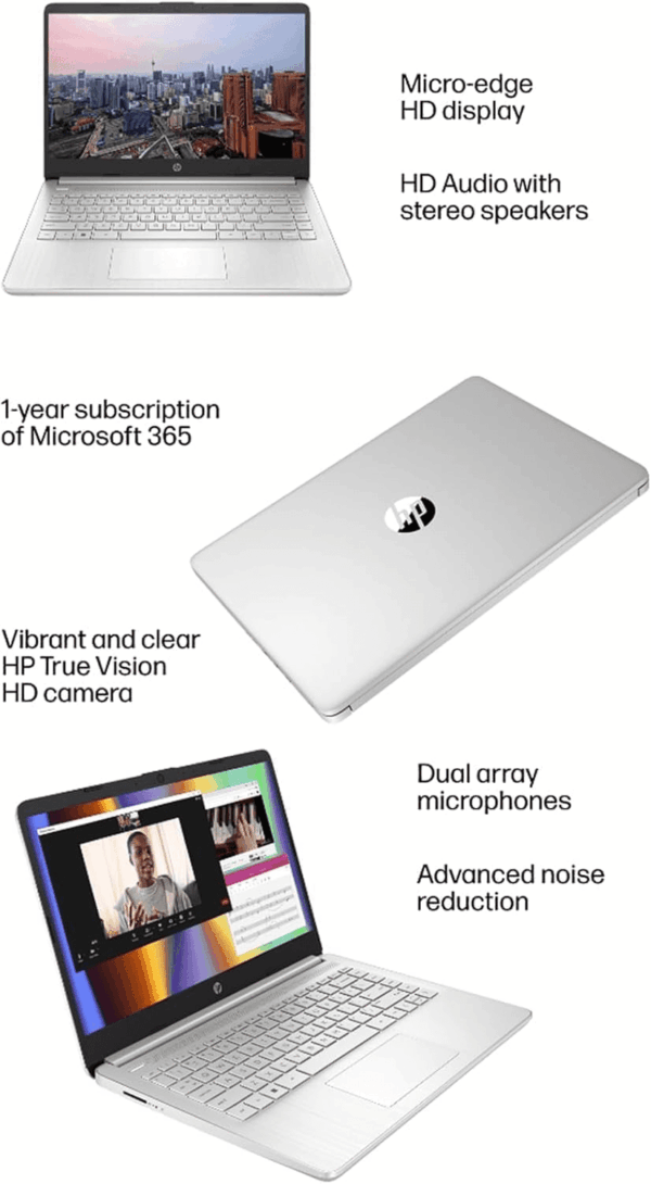 HP 14" Ultra Light Laptop for Student & Home (Intel Quad-Core N4120, 4GB RAM, 128GB(64GB + 64GB SD), 1-Year Office 365) 11-Hr Long Battery Life, Webcam, Wifi, Win 11 Home in S Mode - Snow White - Image 8