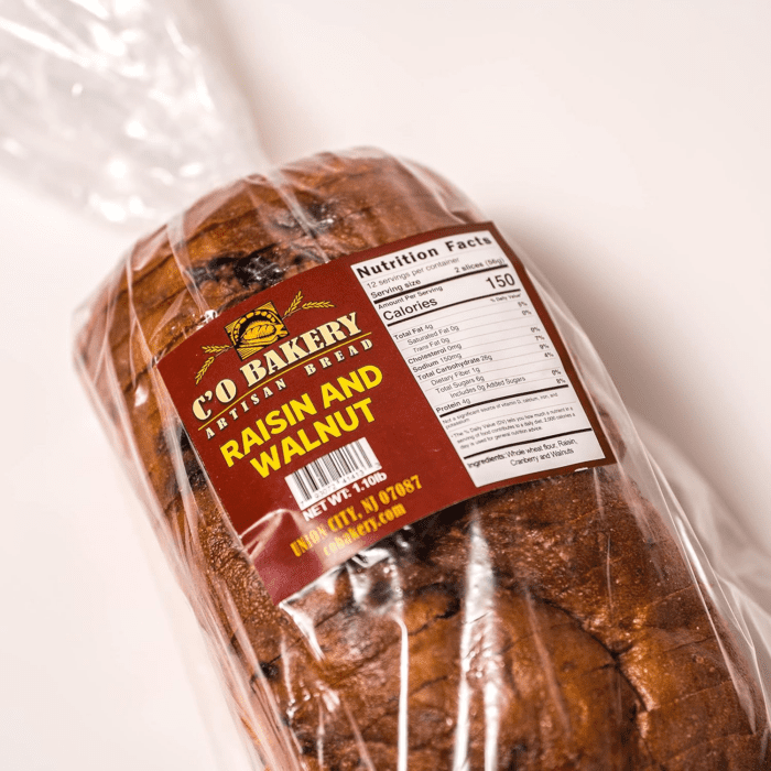 Artisan Bread Raisin & Walnut - Handmade, All Natural, High Fiber, Sliced Loaf Multipack (4 Loaves), Pack of 4 - Image 2