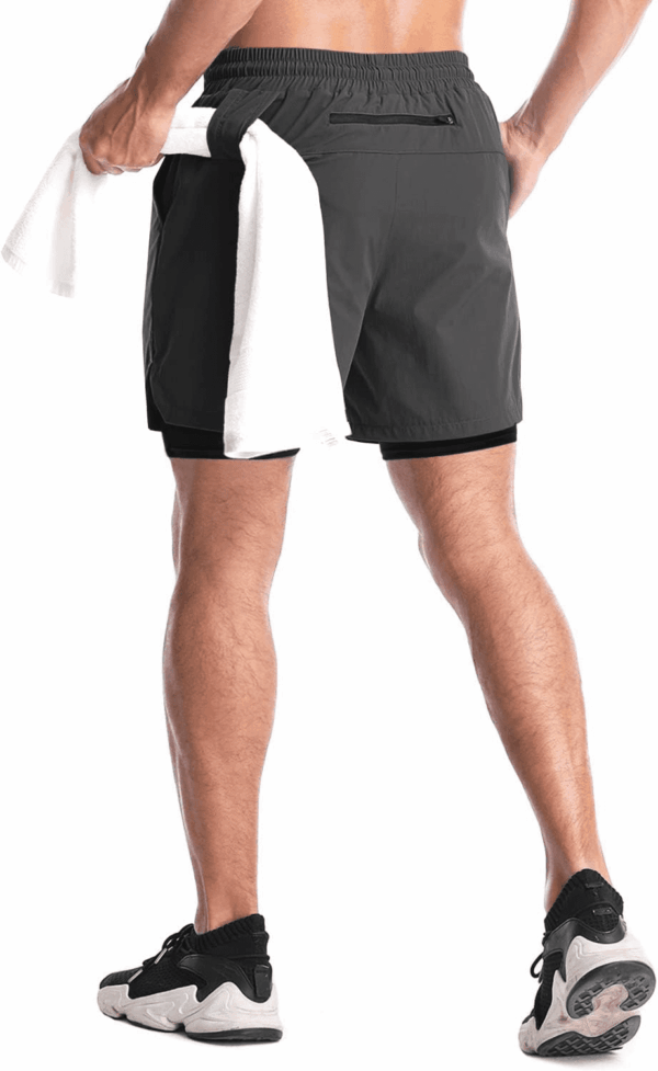 Men'S 2 in 1 Running Shorts - 5" Workout Gym Athletic Shorts Quick Dry Lightweight Training Shorts with Pockets - Image 4